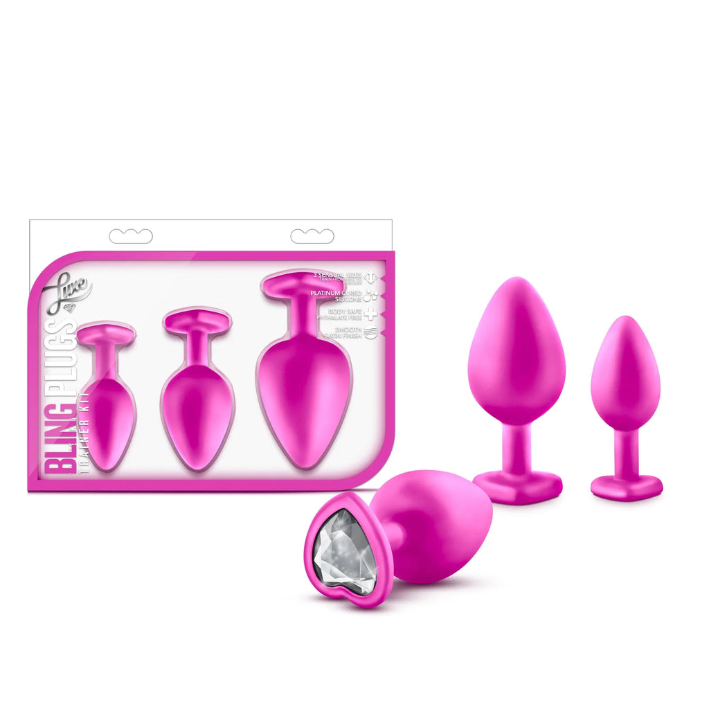 Luxe - Bling Plugs Training Kit - Pink with White Gems – latex-free | Fu'Cha Exotics