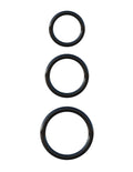 Black silicone C-ring set, three circular rings