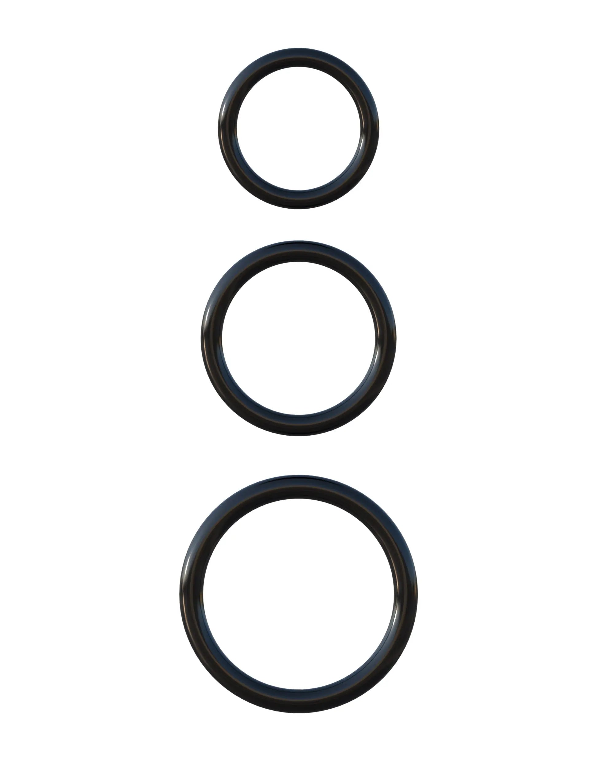 Black silicone C-ring set, three circular rings