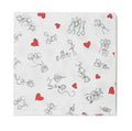 Stick figure napkins, white with red hearts and line-drawn characters, pack of 8