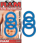 Blue inflatable cockweller device with three ring segments, flexible and reusable