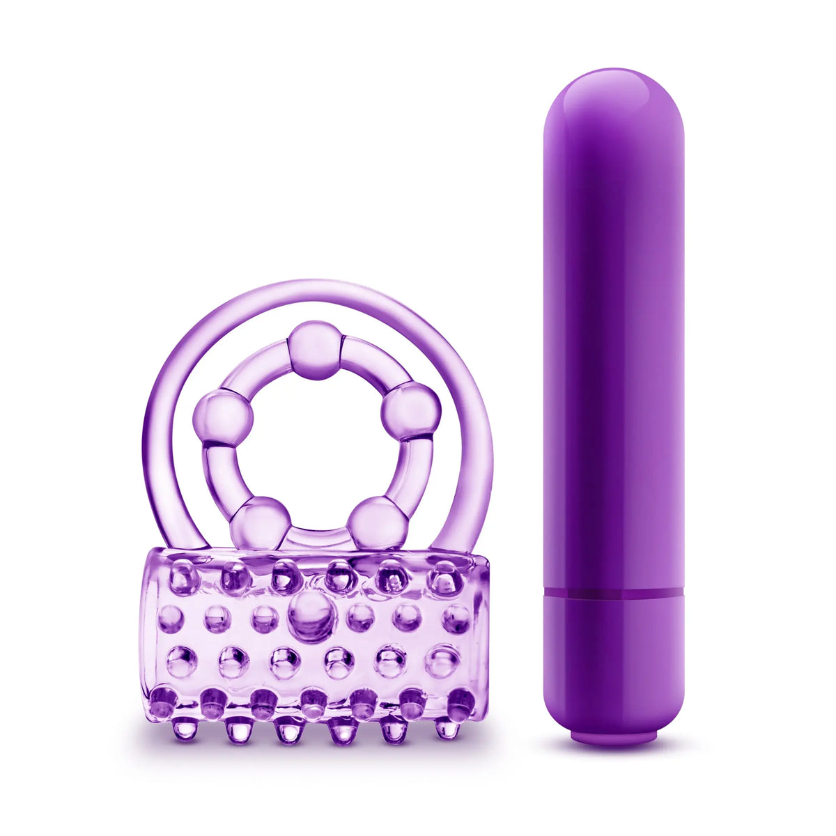 Play With Me - the Player - Vibrating Double Strap Ring - Purple – body-safe materials | Fu'Cha Exotics