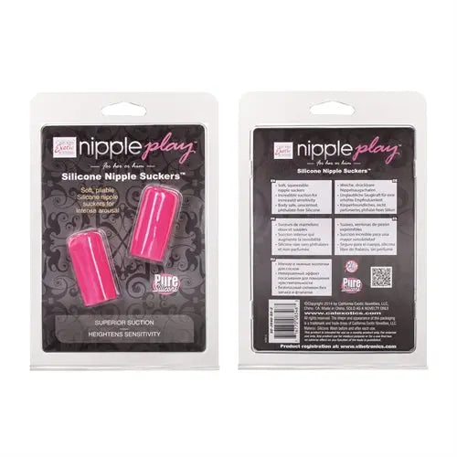 Pink silicone nipple suckers in blister pack, nipple-shaped suction pads