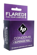 Condom box set of 3 premium lubricated latex condoms, Superior Feel, flared design