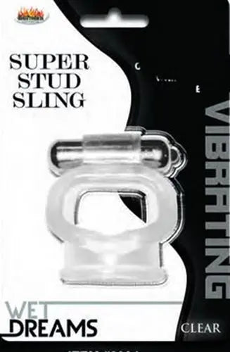 Clear super stud sling with metal ring hardware, transparent design