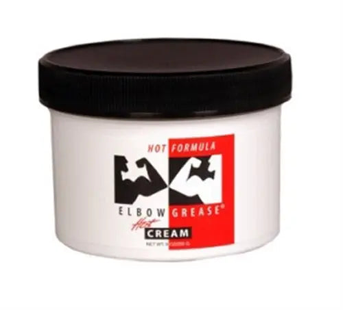White cream jar with black lid, red and black label reading Hot Formula and Cream.