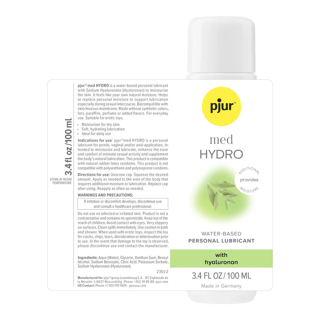 Pjur Med Hydro Glide - 3.4 Fl. Oz. / 100ml – body-safe materials | Fu'Cha Exotics