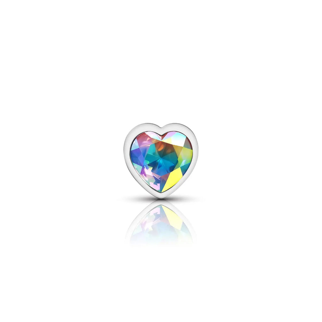 Clear Iridescent Heart Gem Silver Metal Plug - Sm – body-safe materials | Fu'Cha Exotics