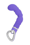 Purple silicone twist vibrator with stainless steel loop handle