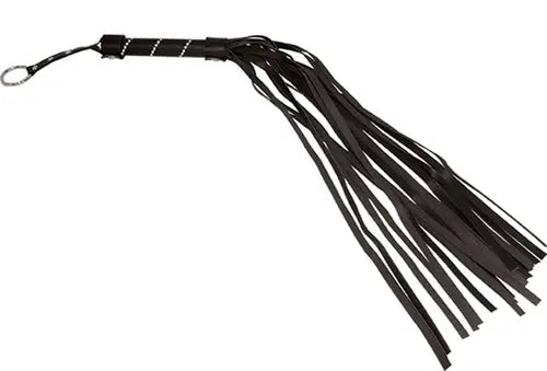 Black jeweled flogger with braided handle and long tassel cords