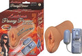 Bullet-style masturbator with light blue control case in retail box