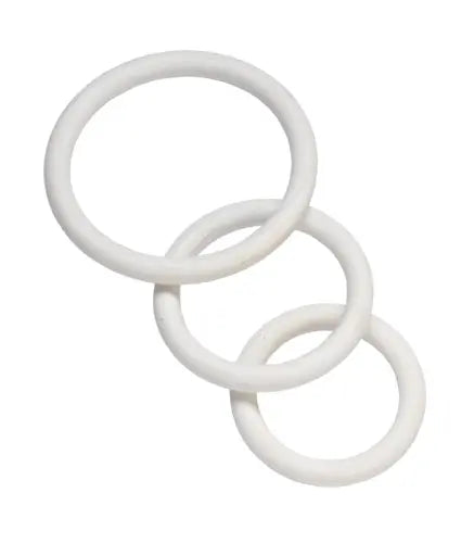 White nitrile cock ring set, three elastic rings.