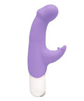 Purple curved mini vibrator with tapered tip and rounded base
