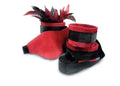 Sexy submissive kit with red and black velvet cuffs and feather headband