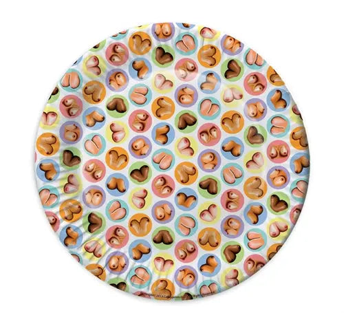 Mini boob plates 8-pack, circular pastel heart-pattern stickers