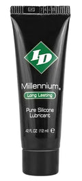 Silicone lubricant tube, black with green LD Millennium logo and 12 ml label