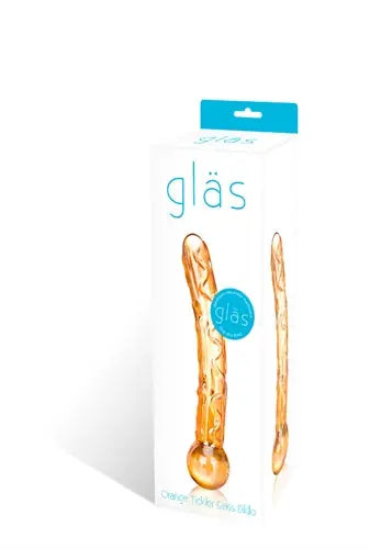 Novelty orange glass tube with bulb, shown in retail packaging