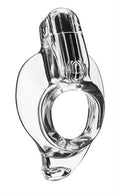 Cock Armour Buzz clear cock ring with ribbed top and open band