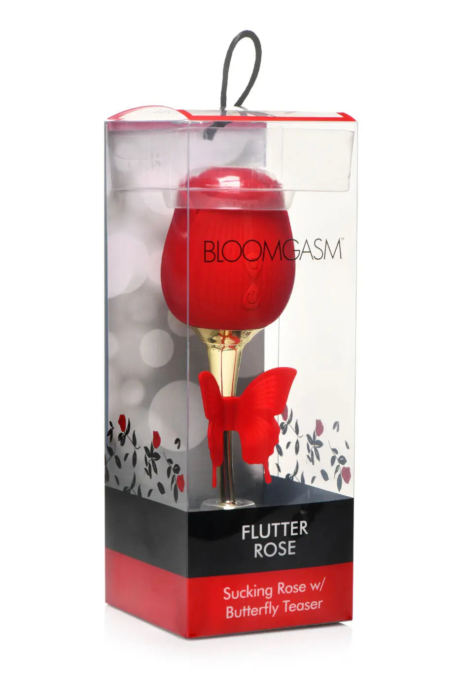 Bloomgasm Flutter Rose Sucking Rose with Butterfly Teaser - Red – body-safe materials | Fu'Cha Exotics