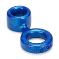 Blue cock ring with attached ball stretcher, double-ring design