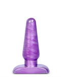 Purple plug with rounded base and curved shaft