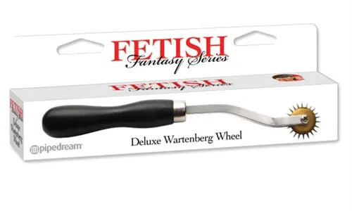 Deluxe Wartenberg wheel toy with black handle and gold spiked wheel