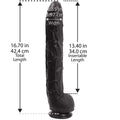 Black 17-inch ribbed dildo with flared base