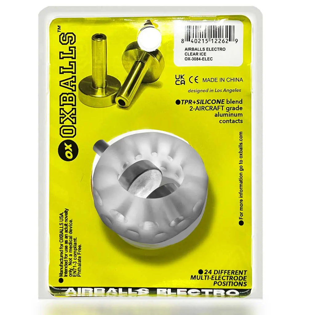 Airballs Electro Air-Lite Ballstretcher With Two 4mm Electro Contact - Clear Ice – body-safe materials | Fu'Cha Exotics