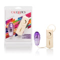 Purple textured vibrating egg toy with remote control, shown in retail packaging