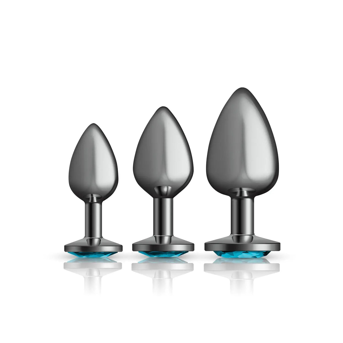 Teal Round Gem Anal Trainer Kit - Gunmetal – body-safe materials | Fu'Cha Exotics