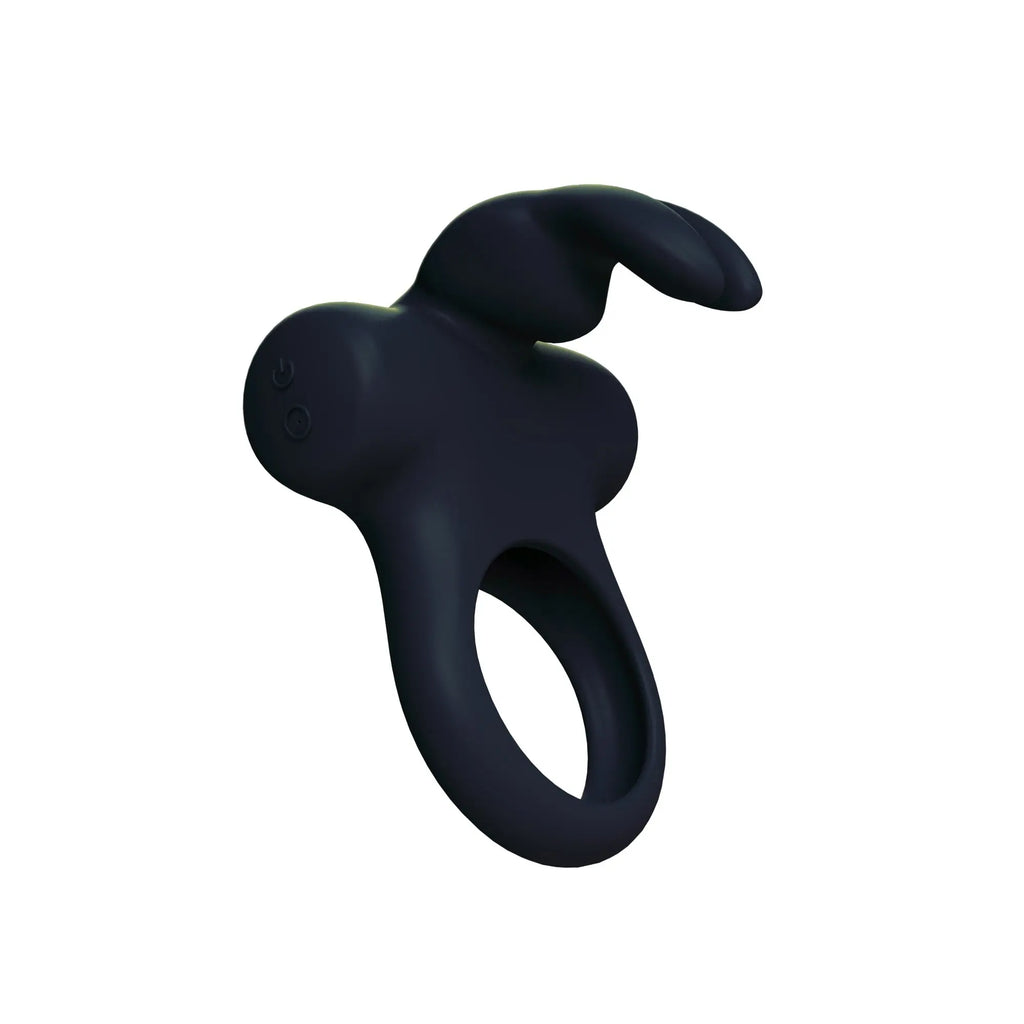 Frisky Bunny Vibrating Ring Black Pearl – body-safe silicone USB-rechargeable | Fu'Cha Exotics