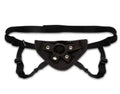 Black neoprene strap-on harness with adjustable waist straps and front panel clips
