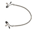 Adjustable nipple clips with silver-tone chain and two clothespin-style clamps