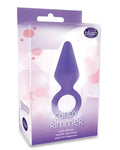 Purple silicone anal plug with tapered tip and rounded base, for beginners.
