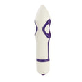 Cream and purple adult toy with curved opening