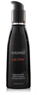 WICKED Ultra silicone lubricant pump bottle, dark black with spray top