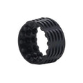Black silicone reversible enhancer with inner bumps and outer ridges