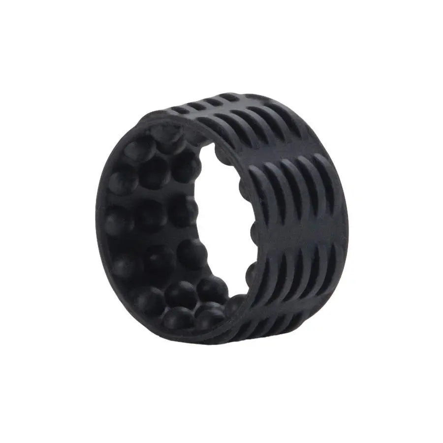 Black silicone reversible enhancer with inner bumps and outer ridges
