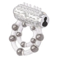 Rechargeable enhancement ring with clear beaded tube and metallic bead accents
