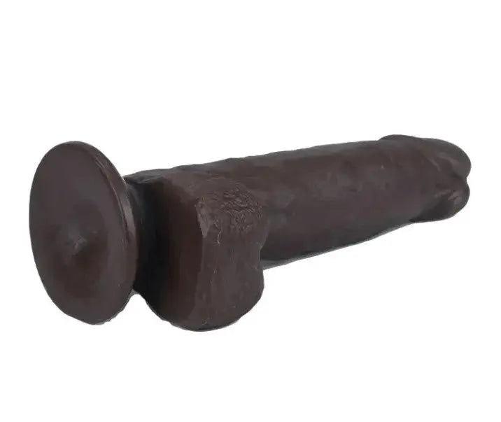 Real Skin 7.5" Dual Layer Dildo - Dark Brown – body-safe materials | Fu'Cha Exotics