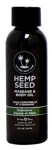 Hemp seed massage and body oil bottle, Guavalava scent, 2 fl oz/60 ml