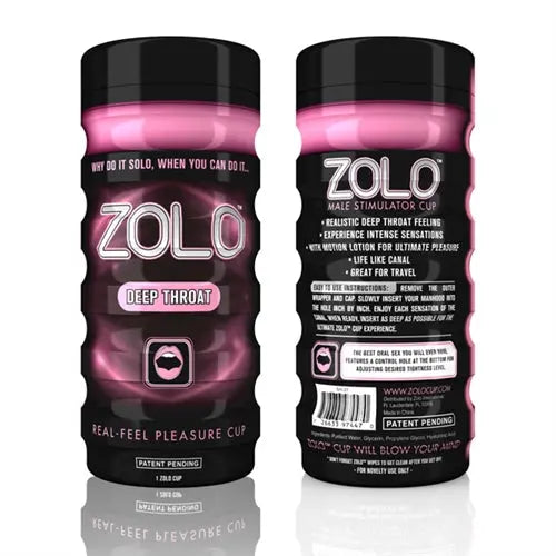 ZOLO deep throat pleasure cup bottle, dark pink and black, patent pending