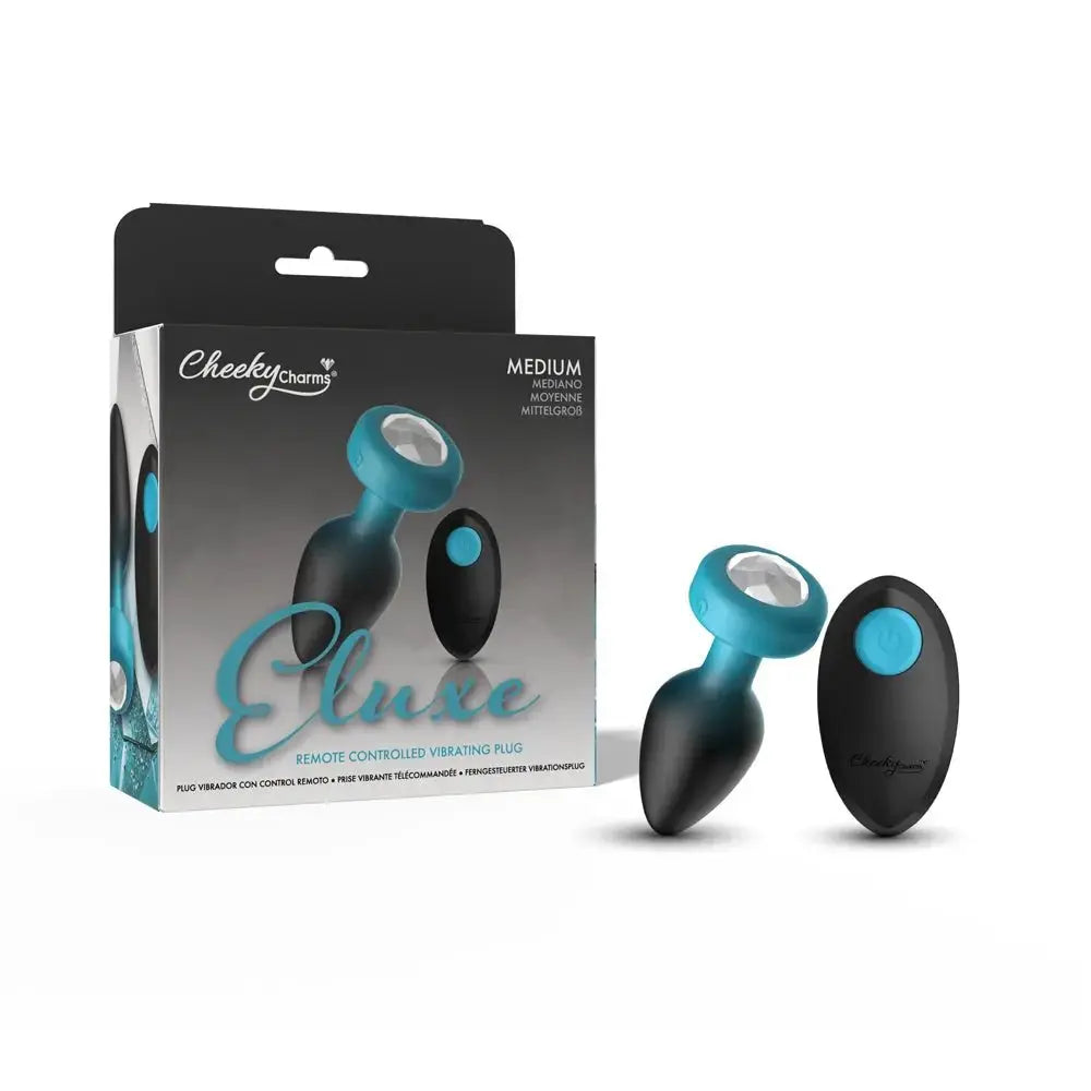 Eluxe Vibrating Clr Gem Bluombre Plug Md With Remote – body-safe silicone 10 vibration modes | Fu'Cha Exotics