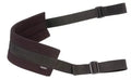 Doggie style strap in dark fabric with padded center and adjustable buckles