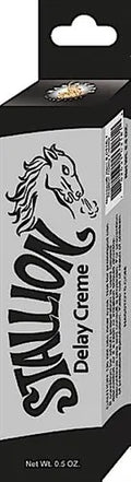 Stallion Delay Creme 0.5 oz box with horse logo and black label