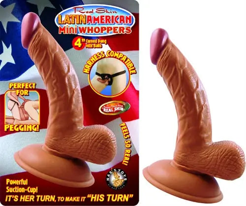 Curved realistic brown penis toy with balls and flat suction base