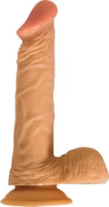 Realistic beige 8-inch adult toy with rounded base