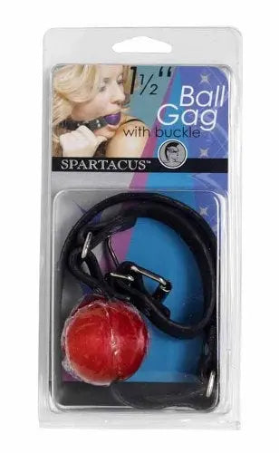 Red ball gag with black strap and 3/4 buckle, 1-1/2 size