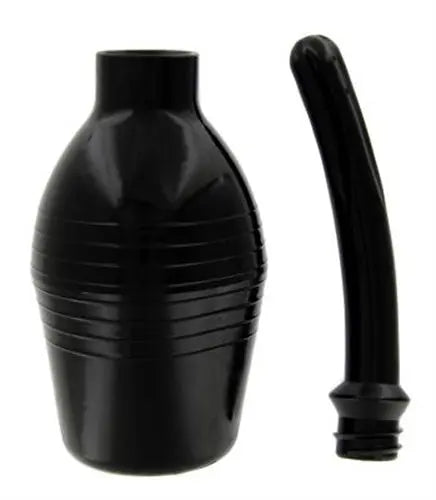 Black silicone enema bulb with long nozzle, squeeze bulb shape