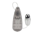 Smoked gray slim teardrop bullet device with attached cable and small end piece